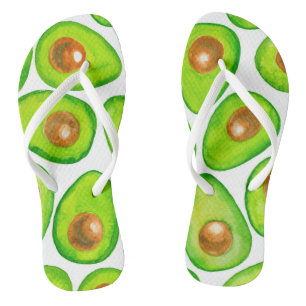 Avocado slices watercolor thongs