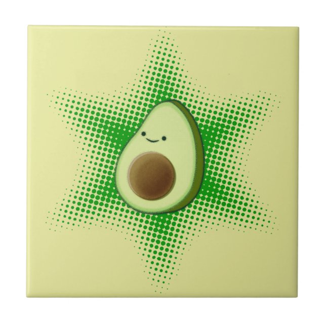 Avocado Superstar Cute Ceramic Tile (Front)