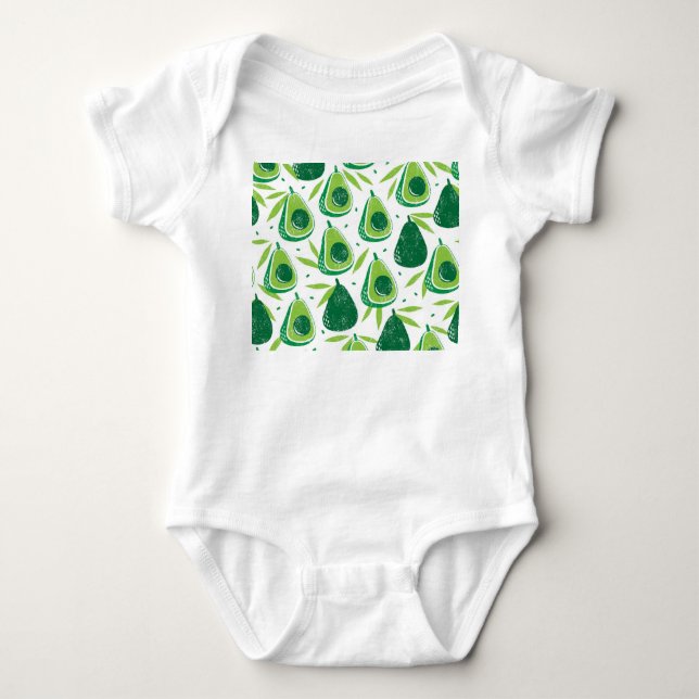 Avocado, textured stamp, seamless pattern. baby bodysuit (Front)
