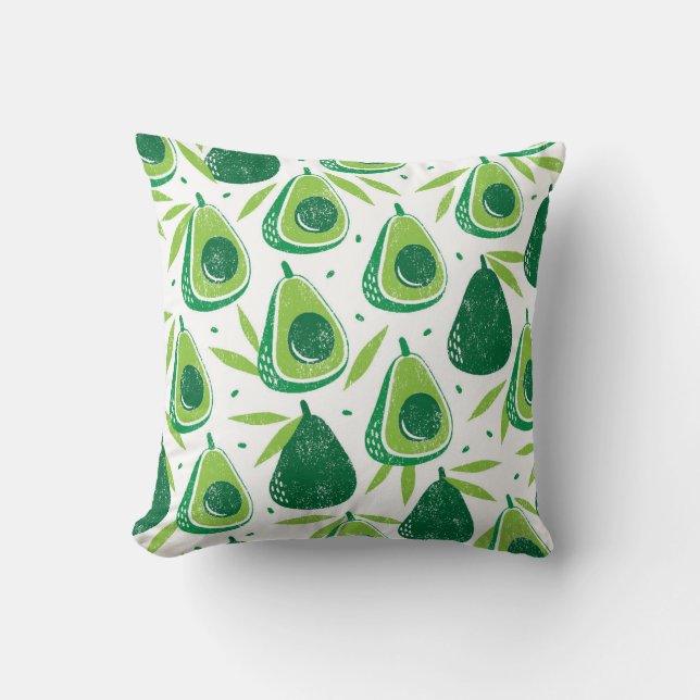 Avocado, textured stamp, seamless pattern. cushion (Front)
