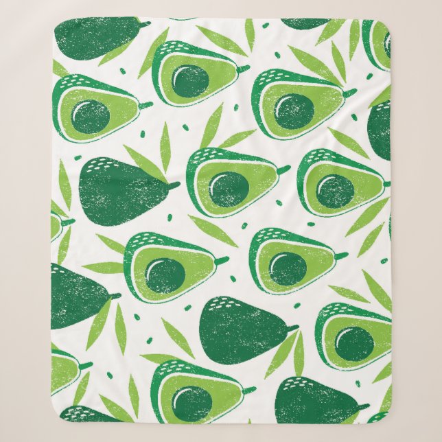 Avocado, textured stamp, seamless pattern. sherpa blanket (Front)