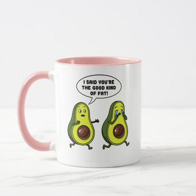 Avocado The Good Kind Of Fat Funny Vegan Joke Mug (Left)