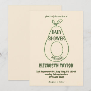 Avocado Themed Baby Shower Invitation 