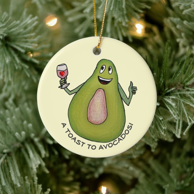 Avocado Toast Ceramic Ornament (Tree)