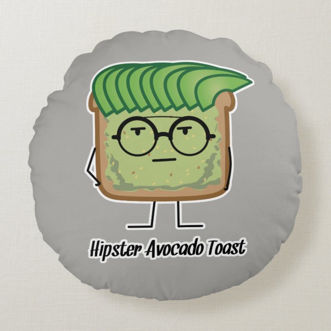 Avocado Toast Hipster glasses greaser hair Round Cushion (Front)