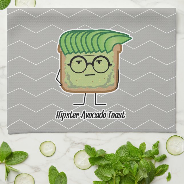 Avocado Toast Hipster glasses greaser hair Tea Towel (Folded)