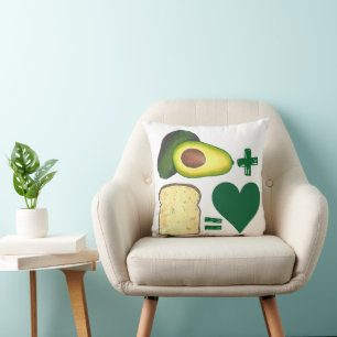 Avocado + Toast = Love Foodie Foor Pair Heart Cushion