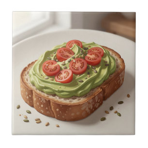 Avocado Tomato Toast Fresh Breakfast Art Ceramic Tile