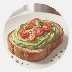 Avocado Tomato Toast Fresh Breakfast Art Classic Round Sticker