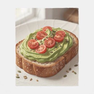 Avocado Tomato Toast Fresh Breakfast Art Fleece Blanket
