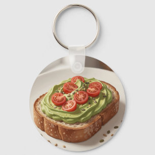 Avocado Tomato Toast Fresh Breakfast Art Key Ring