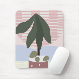 Avocado Tree Blush Muted Geometric   Mouse Pad