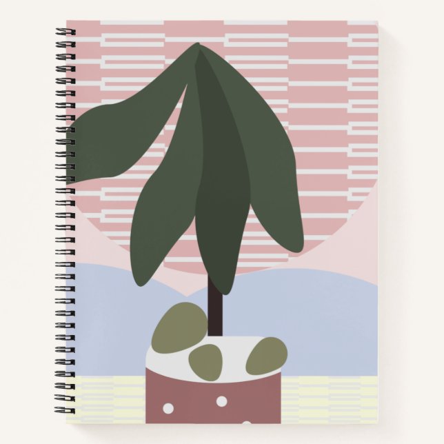 Avocado Tree Blush Muted Geometric  Notebook (Front)