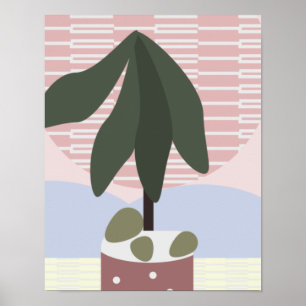 Avocado Tree Blush Muted Geometric Poster