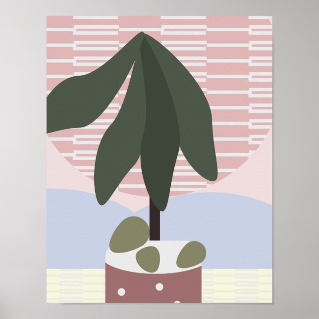 Avocado Tree Blush Muted Geometric  Poster (Front)