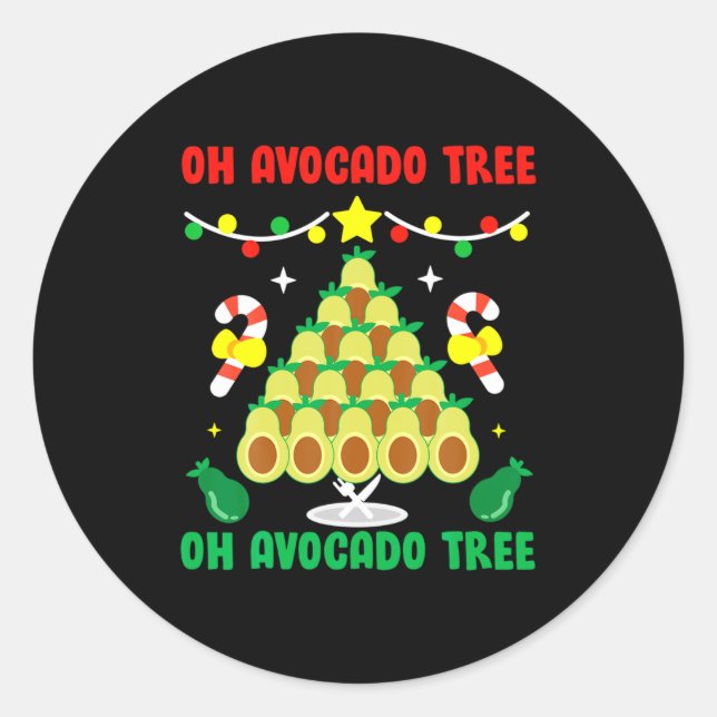 Avocado Tree Funny Food Vegan Christmas Gift  Classic Round Sticker (Front)