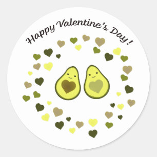 Avocado Valentine Classic Round Sticker
