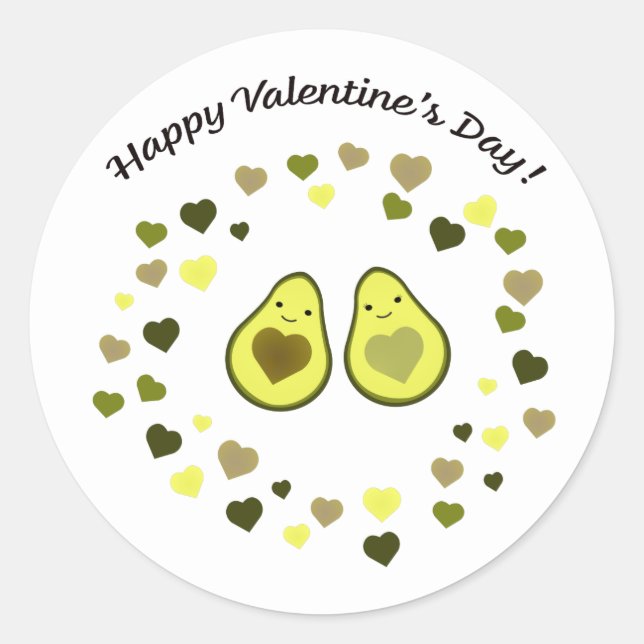 Avocado Valentine Classic Round Sticker (Front)