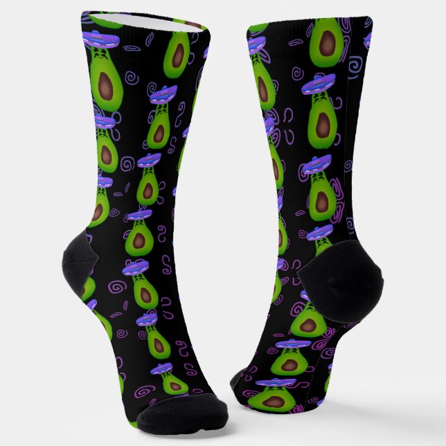 Avocado Wearing Sombrero Socks (Angled)