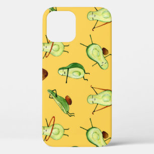 Avocado Workout: Fun Watercolor Pattern iPhone 12 Case