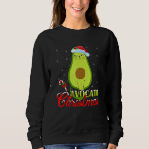 Avocado  Xmas Lights Santa Avocado Cat Christmas Sweatshirt