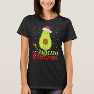 Avocado  Xmas Lights Santa Avocado Cat Christmas T-Shirt