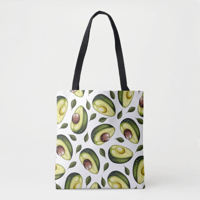 Avocadoe Pattern Green Tote Bag (Front)