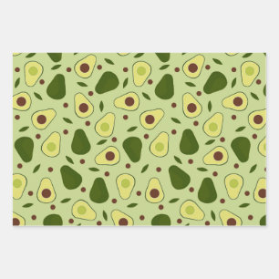Avocados and leaves wrapping paper sheet