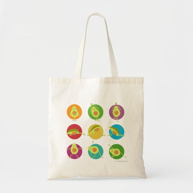 Avocados doing yoga tote bag (Front)