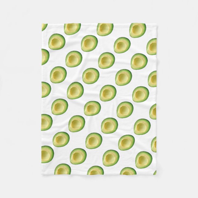 Avocados Green White Pattern Yum 4Amy Fleece Blanket (Front)