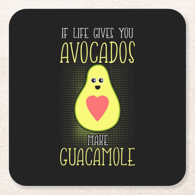 Avocados Make Guacamole Square Paper Coaster (Front)