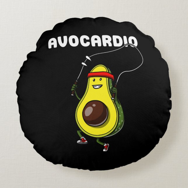 Avocardio Avocado Fitness Vegan Cardio Exercise Round Cushion (Front)