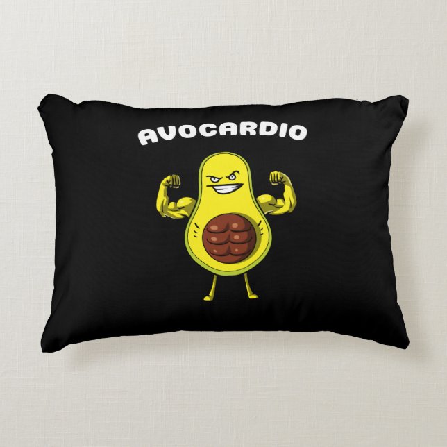Avocardio Fitness Avocado Funny Vegan Workout Joke Decorative Cushion (Front)