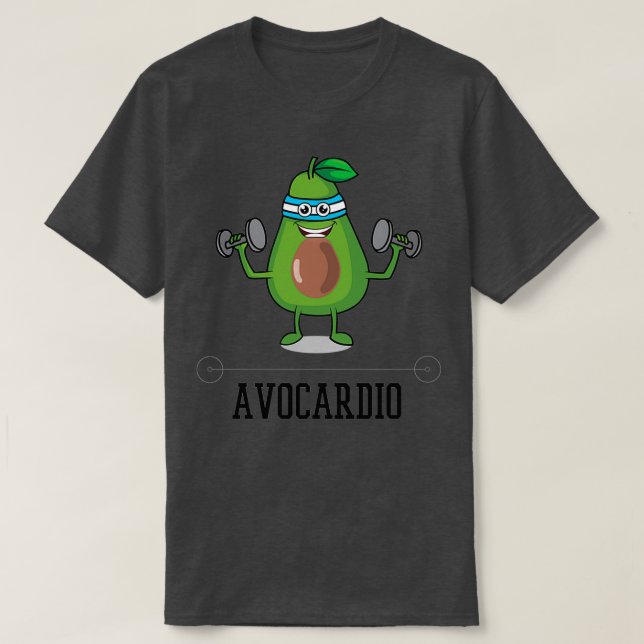 Avocardio Funny Avocado Doing Cardio T-Shirt (Design Front)