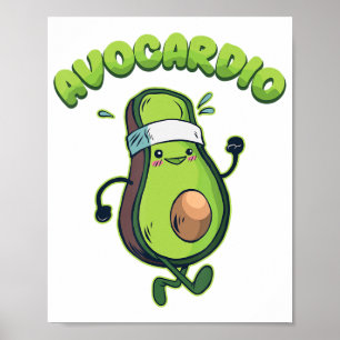 Avocardio Funny Running Marathon Runner  Poster