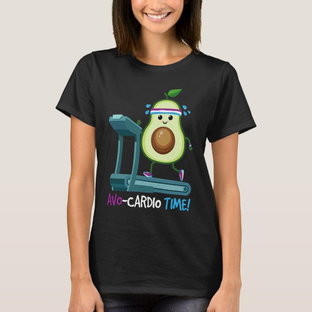 Avocardio Time! Avocado Cardio Jogging Vegan Fitne T-Shirt (Front)