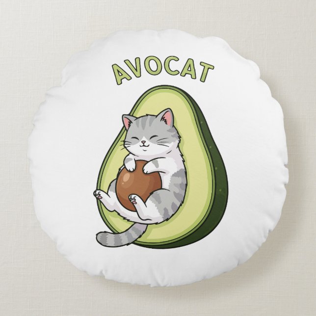 Avocat Cuteness Round Cushion (Front)