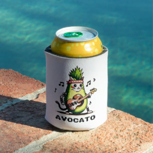 Avocato Bassist - Punk Cat Avocado Pixel Art Can Cooler