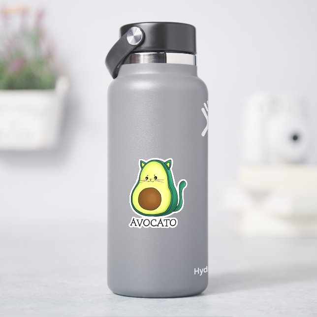 Avocato Cat Avocado Pun Custom-Cut Vinyl Sticker (HydroFlask)