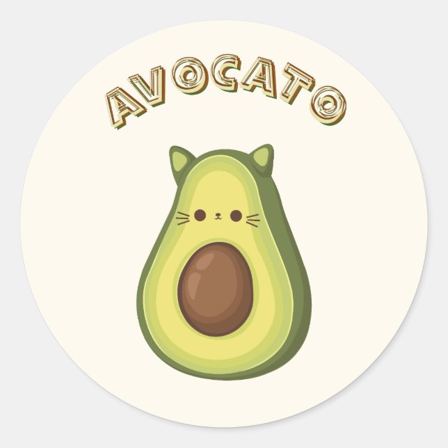 AVOCATO – Funny Cute Cat & Avocado Lovers Sticker (Front)