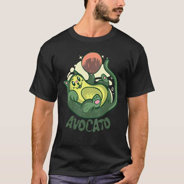 Avocato Funny Cute Cat Avocado Vegan And Cat Lover T-Shirt (Front)