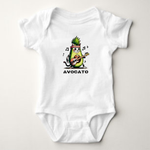 Avocato - Funny Pixel Art Avocado Cat Playing Bass Baby Bodysuit