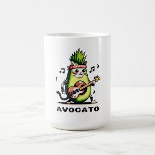 Avocato - Funny Pixel Art Avocado Cat Playing Bass Coffee Mug
