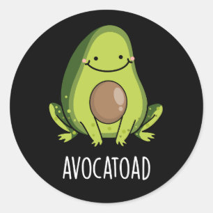 Avocatoad Funny Avocado Toad Pun Dark BG Classic Round Sticker