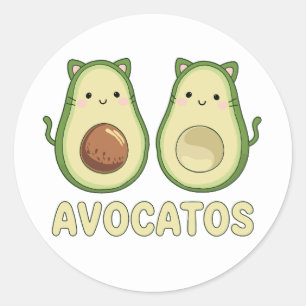 Avocatos Kawaii Cat & Avocado Classic Round Sticker