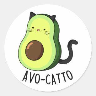 Avocatto Funny Avocado Cat Pun  Classic Round Sticker