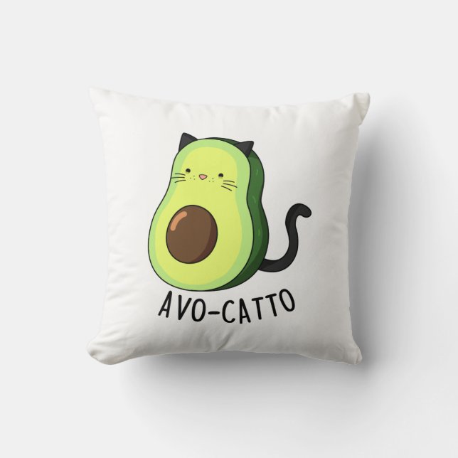 Avocatto Funny Avocado Cat Pun  Cushion (Front)