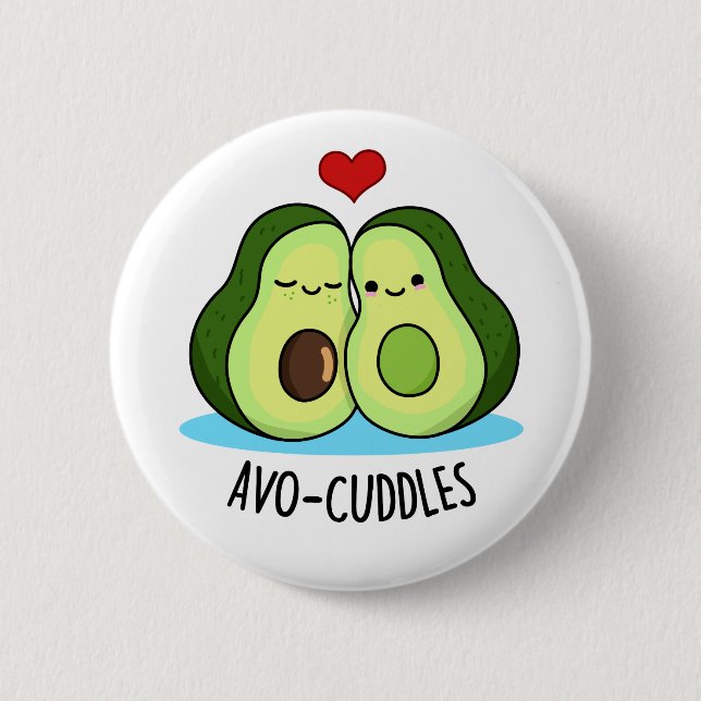 Avocuddles Funny Avocado Couple Pun  6 Cm Round Badge (Front)