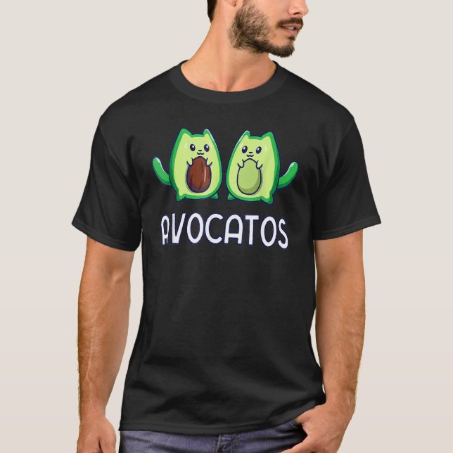 Avogato Avocado Cat Cat Fruit Vegan T-Shirt (Front)