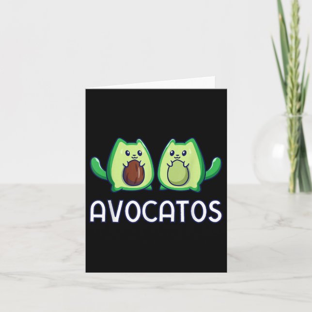 Avogato Avocado Cat Vegan Cat  Card (Front)